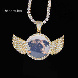 Angel Wings Medallions Custom Photo Pendant Necklace