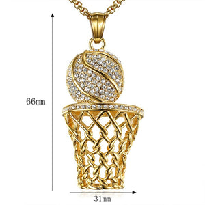 Iced Out Basketball  Pendant Necklace