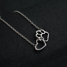 Load image into Gallery viewer, Linked Heart and Paw  Pendant Necklace