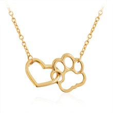Load image into Gallery viewer, Linked Heart and Paw  Pendant Necklace