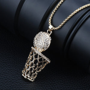 Iced Out Basketball  Pendant Necklace