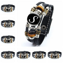 Load image into Gallery viewer, A-Z English Letters Leather Men&#39;s Bracelet