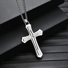 Load image into Gallery viewer, Men&#39;s Stainless Steel Cross Necklace