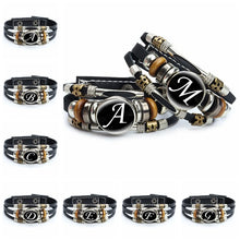 Load image into Gallery viewer, A-Z English Letters Leather Men&#39;s Bracelet