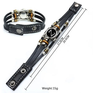 A-Z English Letters Leather Men's Bracelet