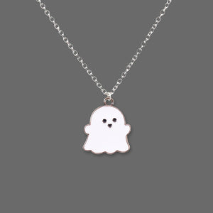 Cute Black And White Ghost Pendant Necklace