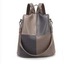 Load image into Gallery viewer, Contrast Color Soft Leather Backpack