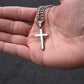 Personalized Steel Cross Necklace on Cuban Chain For Husband