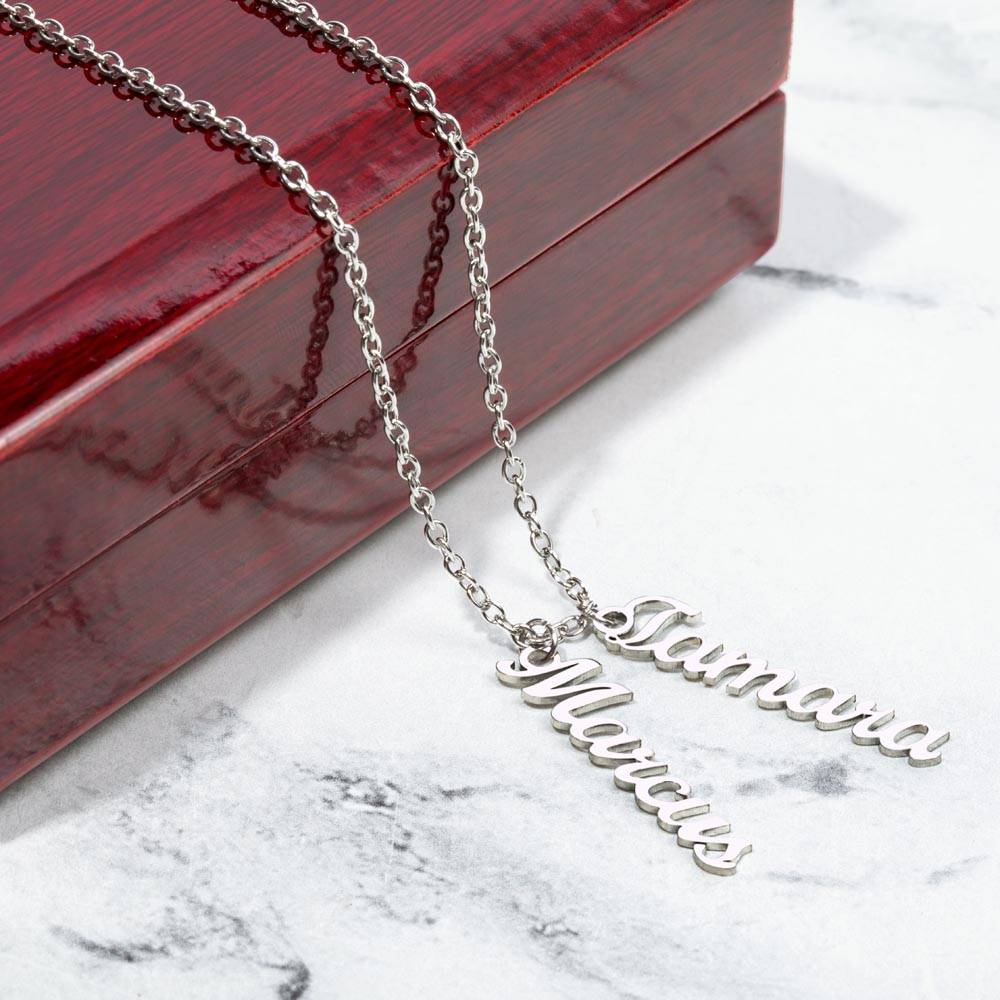 Multi Vertical Name Necklace For Wife