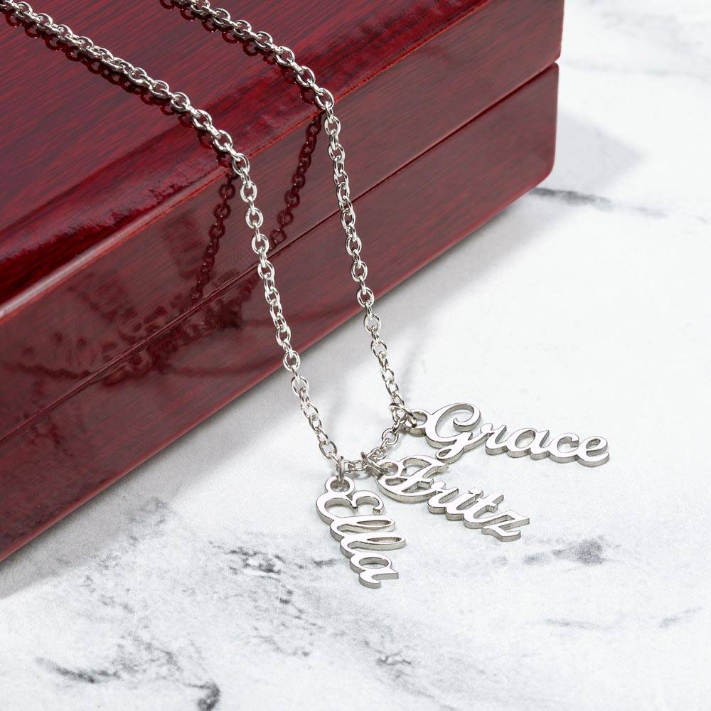 Multi Vertical Name Necklace For Wife