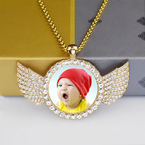 Angel Wings Medallions Custom Photo Pendant Necklace