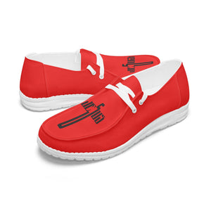 Red Jesus Canvas Lace-up Loafers