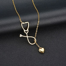 Load image into Gallery viewer, Stethoscope Heart Pendant Necklace