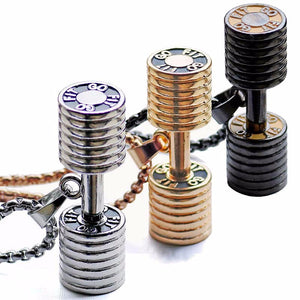 Stainless Steel Dumbbell Pendant Necklace