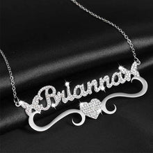 Load image into Gallery viewer, Personalized Butterfly Iced Out Name Necklace With Heart Pendant