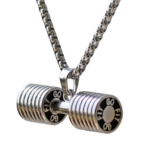 Stainless Steel Dumbbell Pendant Necklace