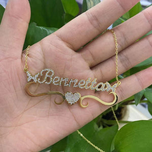 Personalized Butterfly Iced Out Name Necklace With Heart Pendant