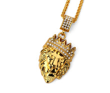 Load image into Gallery viewer, Golden Lion&#39;s Head Pendant Necklace