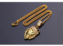 Load image into Gallery viewer, Golden Lion&#39;s Head Pendant Necklace