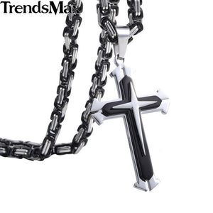 Men's  Stainless Steel Chain 3 Layer Knight Cross By Trendsmax