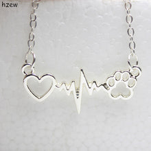 Load image into Gallery viewer, Paws and Heart Heartbeat Pendant Necklace
