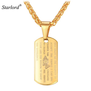 Awesome Serenity Prayer Dog Tag Pendant Necklace