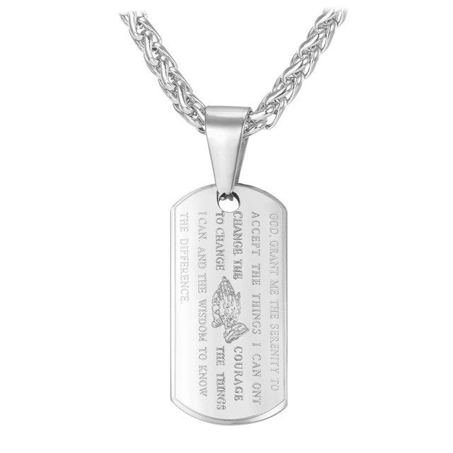 Awesome Serenity Prayer Dog Tag Pendant Necklace