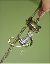 Load image into Gallery viewer, Rhinestone Cat Pendant Necklace