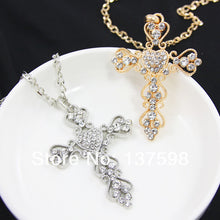 Load image into Gallery viewer, Iced Out Gold Cross Pendant  Necklace For Women Men