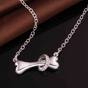 Silver  Dog Bone Pendant necklace