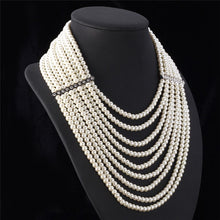 Load image into Gallery viewer, Multi Layer Simulated Pearl Necklace