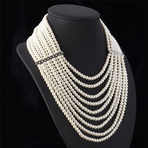 Multi Layer Simulated Pearl Necklace