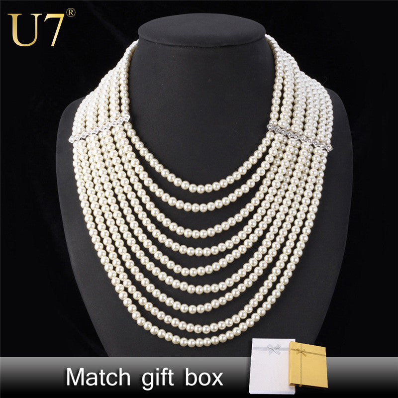 Multi Layer Simulated Pearl Necklace